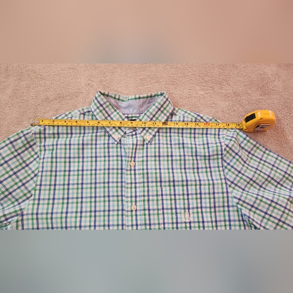 CHAPS MENS EASY CARE GREEN CHECKERED SHORT SLEEVES CASUAL DRESS SHIRT  MEDIUM M - Picture 5 of 7